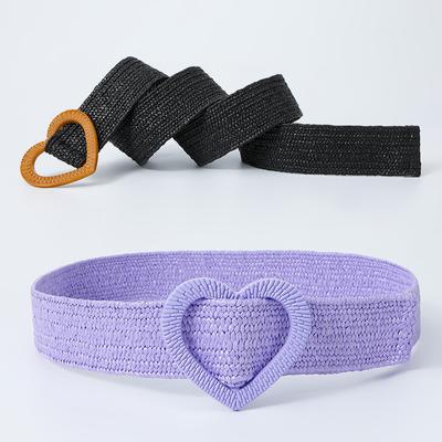 Fine 4Cmpp Grass Sweet Love Buckle Elastic Elastic Woven Belt Small Fragrant Decorative Dress Belt