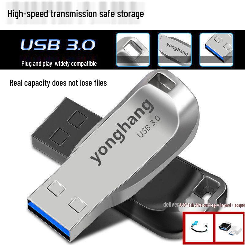 High-Speed USB 3.0 Dual-Use Flash Drive: 128GB, 64GB, 32GB, 16GB - Compatible with Mobile, PC, and Car Audio
