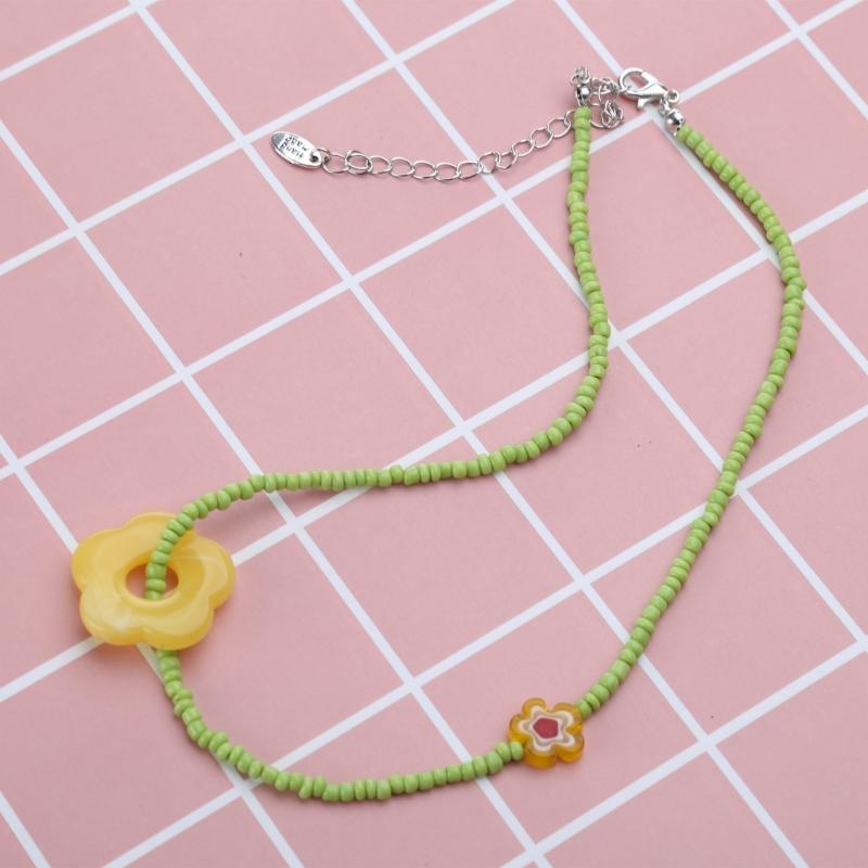 Flowe Beaded Choker Pendant Necklaces Beaded Chain Choker Jewelry Party Jewelry Jewelry Gift Resin Material for Women