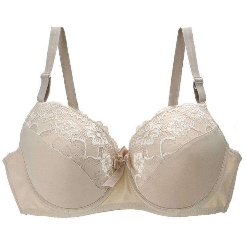 Women's Embroidered Lace Bra Deep V Gathering Bra Adjustable Strap