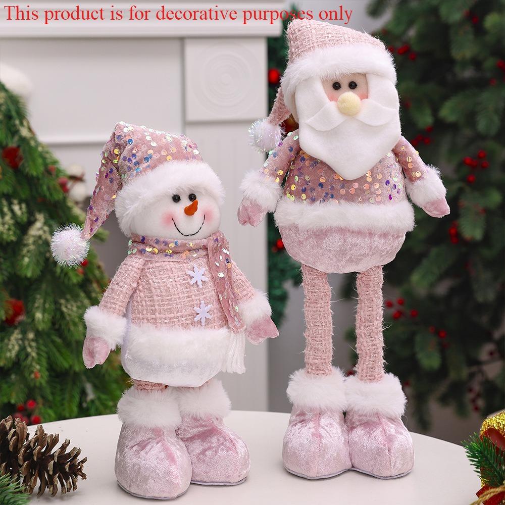 1pc/3pcChristmas Standing Telescopic Old Man Elk Doll Desktop Decoration Pink Snowman Figurine Holiday Decoration