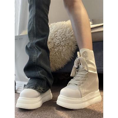 14cm Höhenverstärkende Canvas-Sneakers 2025: Atmungsaktiv, Leicht, Dicke Sohle Trio für zierliche Paare.
