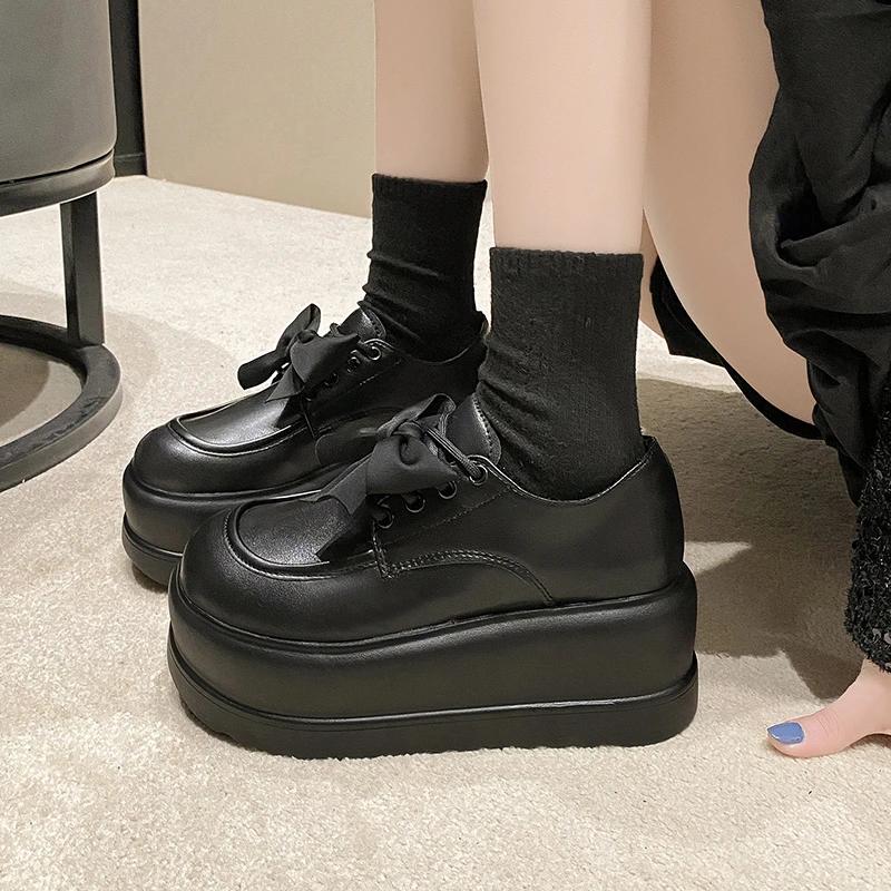 Fashion Women Thick Sole Leisure student Sneakers New Autumn Butterfly-knot Slip-on Shoes Spring Outdoor Non Slip Platform Shoes 7CM