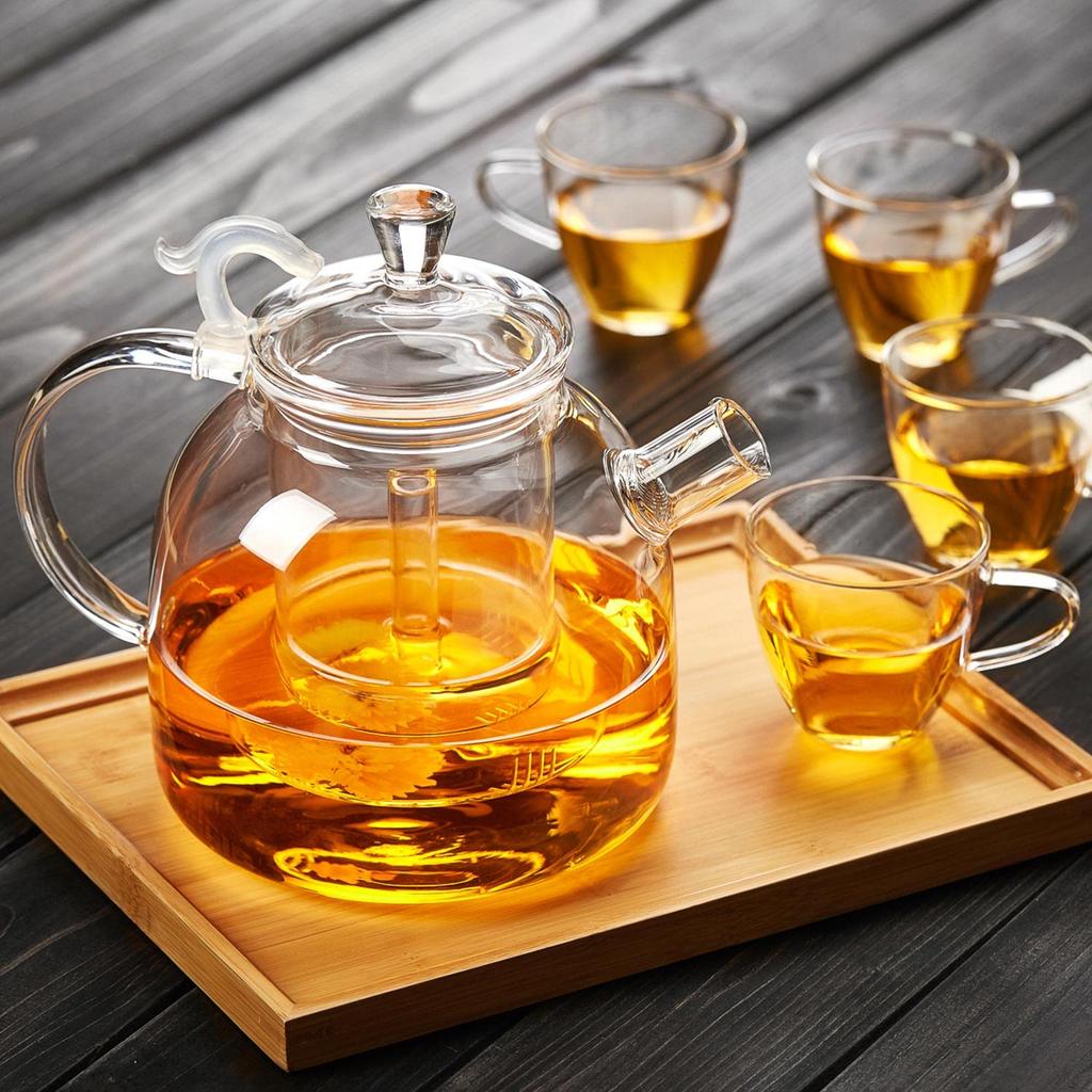 Pokaro Tea Large Capacity Ethnic-Style Glass Teapot, Heat-Resistant Borosilicate Glass Kettle with Glass Tea Strainer, Direct Heat Safe, Dragon Head