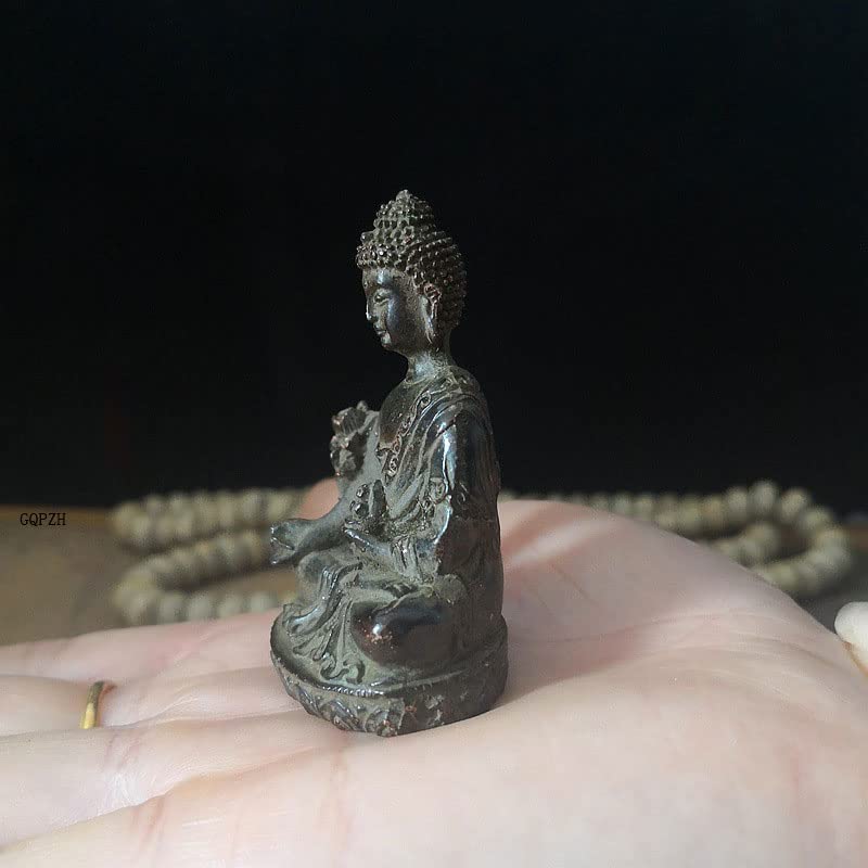 Miniature Buddha Statue of Yakushi Nyorai Antiqued Protective Principal Deity for and Rinzai Made of Promotes Recovery from Protection from and Good