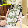 Soft case Wrist Strap Phone Case For MOTO G55 5G Oil Painting Flower Phone Holder Anti-dust Shockproof Lanyard Kickstand