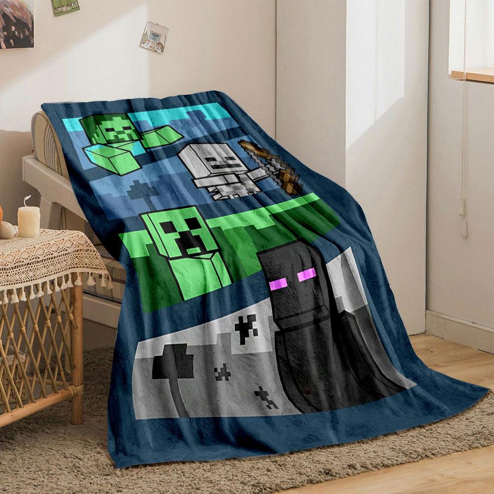 Minecraft Zombies Skeletons Endermen Blanket Bedroom Blanket for Livingroom Couch Lunch Break Soft Throw for Friend's Festival Gift