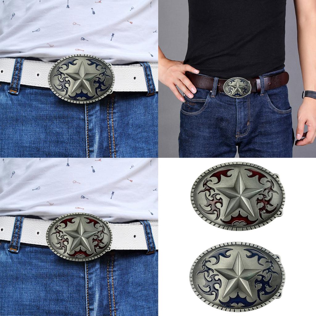 Replacement Belt Buckle Retro Star Metal Leather Craft Belt Buckle Photo Props Punk Belt Buckles for Men Women