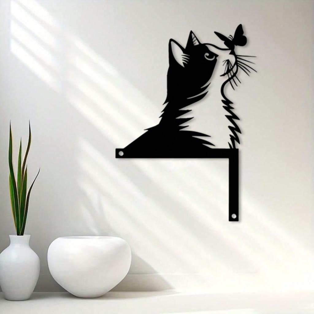 Metal Cat Door Sign Weatherproof Decor Home Outdoor Gift