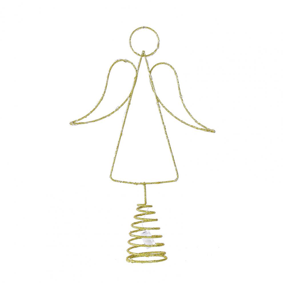 Lighted Wire Angel Christmas Tree Topper Pre-Lit Metal Wire Small Angel Tree Top Ornament With Light For Xmas Tree Home Decor