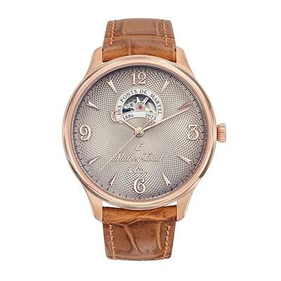 Edmond Limited Edition Leather Strap Open Heart Cream Dial Automatic MC1886CI Men's Watch