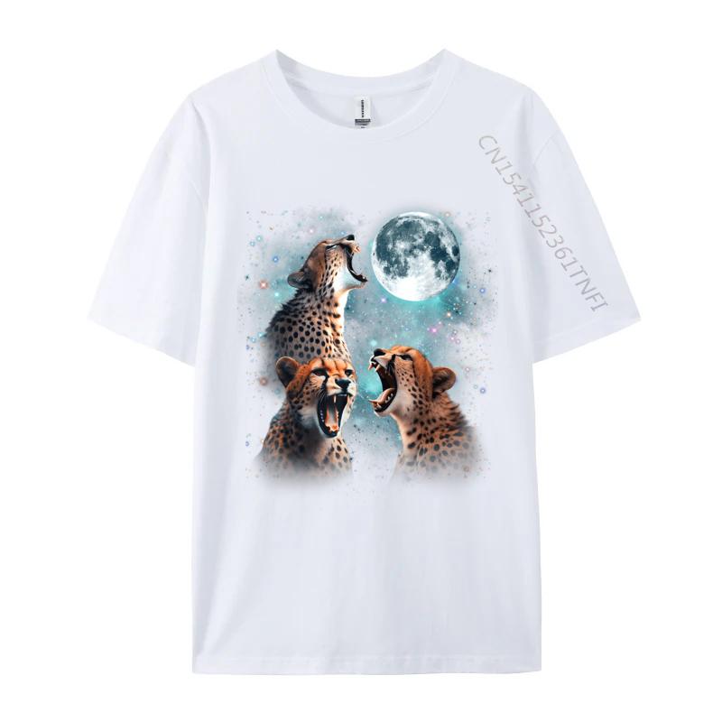 Unisex Tshirts 3 Cheetah Moon Howling Cheetah Head Funny For Fashion Leisure Tops Shirt Cotton Fabric Tshirts Design Tee Shirt S