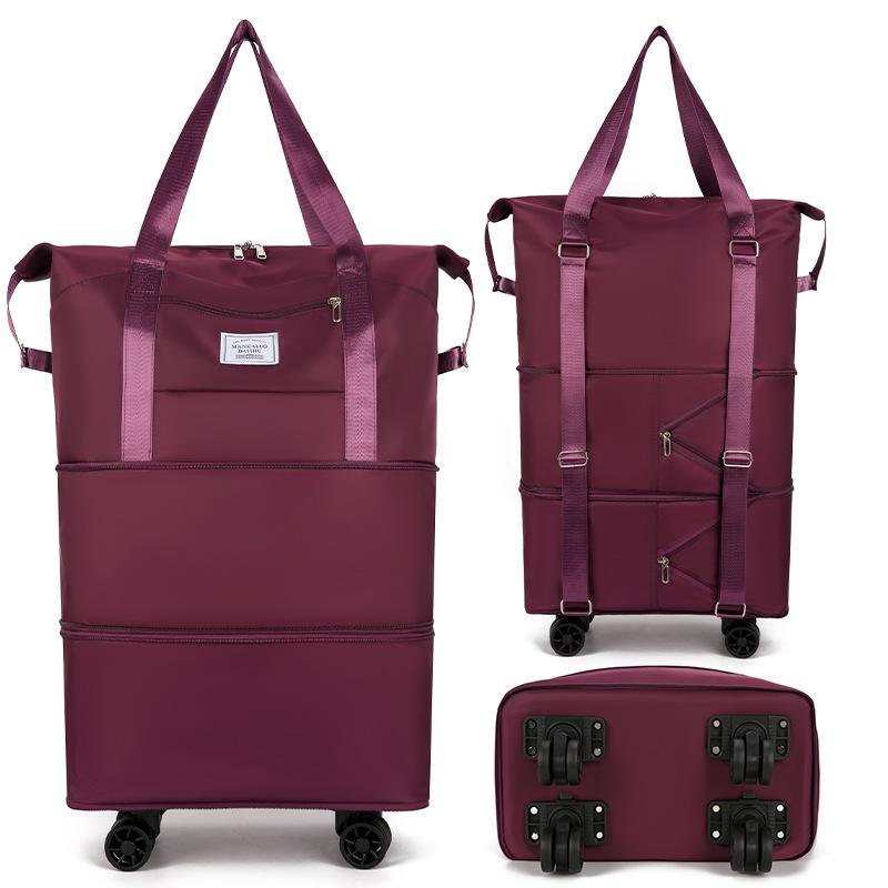 Large Capacity Multifunctional Trolley Handbag: Portable Travel, Business Trip & Maternity Storage Solution with Removable Wheels