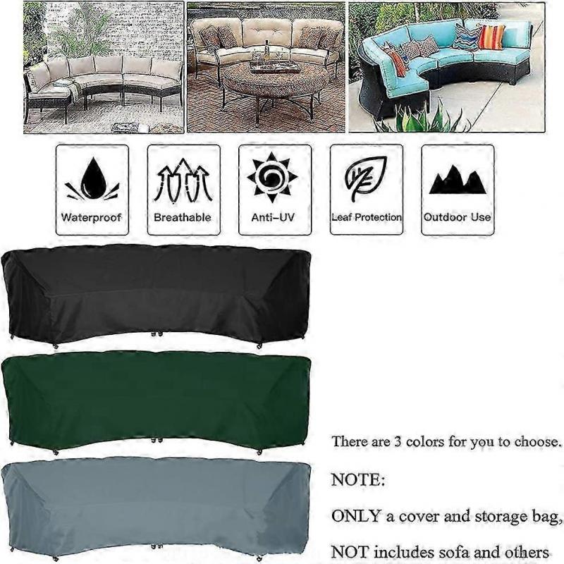 Waterproof Sofa Cover for Outdoor Terrace, Curved Sofa Cover, Black (228x116x86cm)