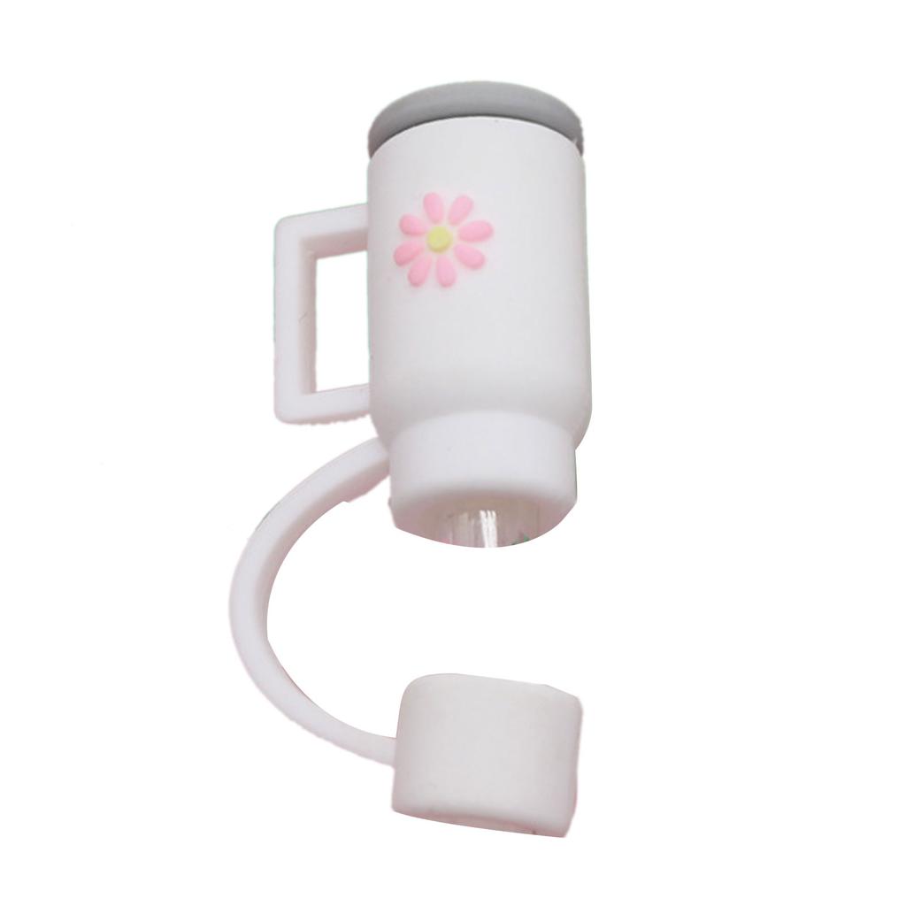 Flexible Flower Pattern Silicone Caps for 10mm Straws Reusable Drinking Straw Caps Reusable Dustproof Cute Straw Cover