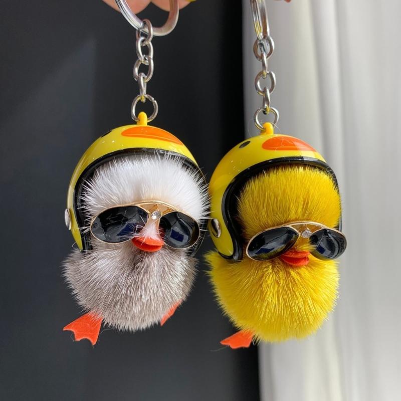Helmet Duck Keychains Key Rings Key Chains Charm Fashionable Keychain Small Gift
