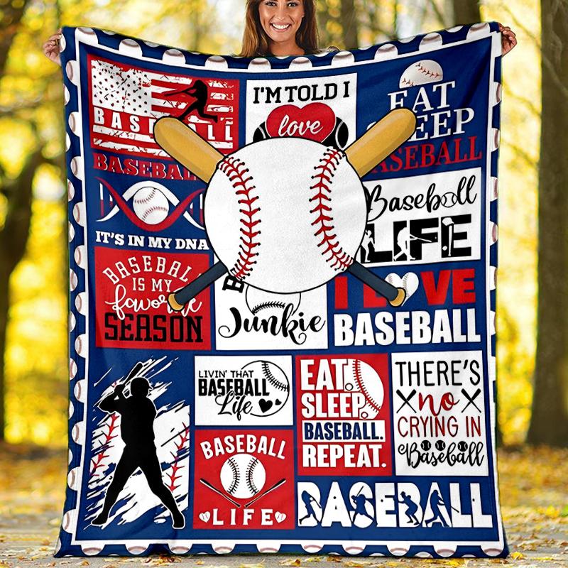 Baseball Theme Printed Blanket - Perfect for Couch, Bed, Travel & Outdoor Use | Machine Washable, Cozy & Durable.