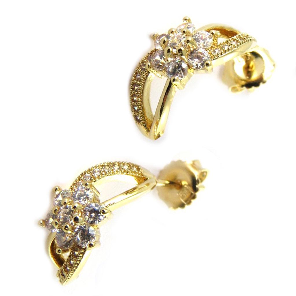 Les Trésors De Lily [N5330] - Cercei cu jumătate cerc placați cu aur „Sissi” - 17 mm 9 mm