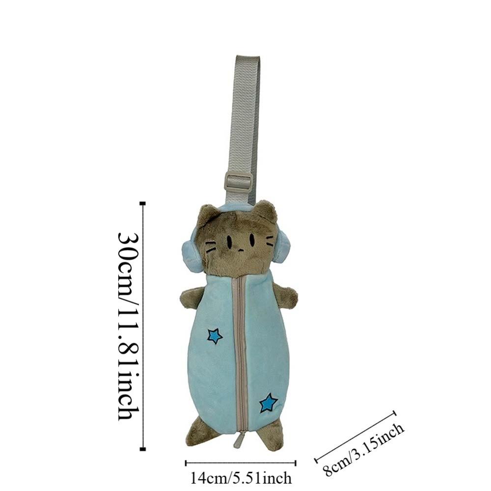 Sweet Cartoon Shoulder Bag Purse Plush Stationery Pouch Pen Bag Headset Cat Crossbody Bag Daily