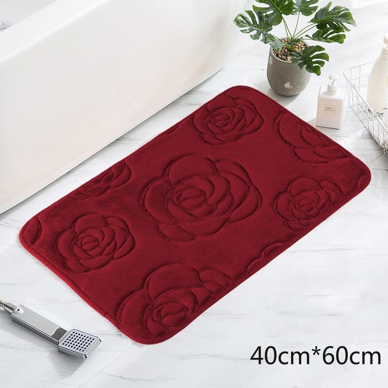 Tappetino da bagno con rose in rilievo Tappetino da bagno antiscivolo nel lavabo Vasca da bagno Tappeto da pavimento laterale Doccia Zerbino Memory Foam 3D Pad