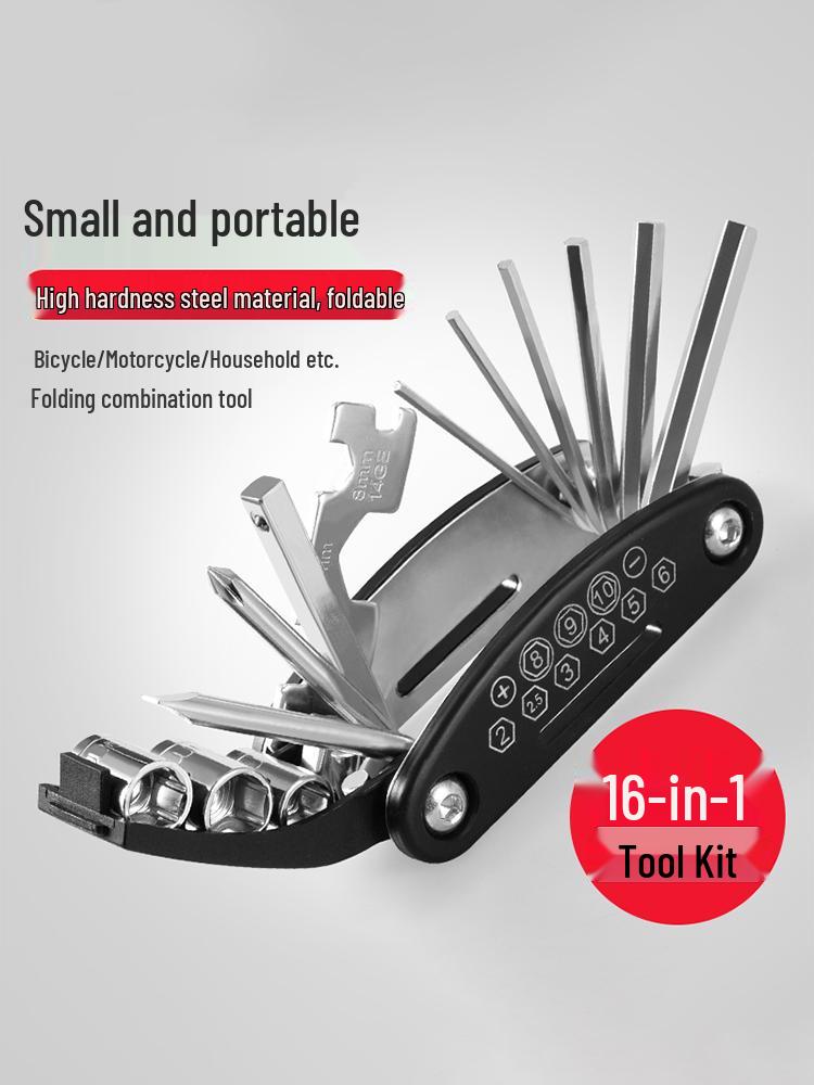 

16-in-1 Foldable Bicycle Repair Tool Set with Hex Keys & Wrench for Mountain Bikes