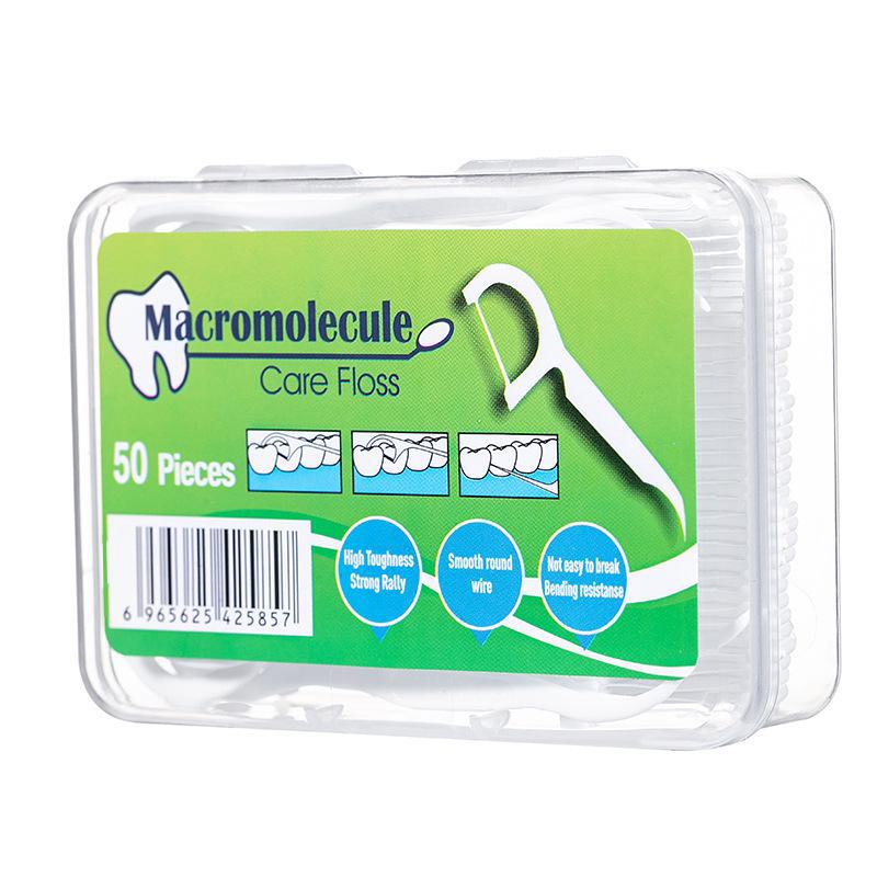 50-Piece High-Tensile Ultra-Fine Dental Floss Sticks with Logo for Oral Care