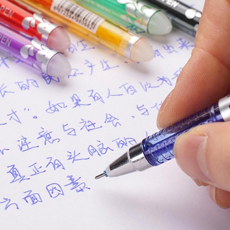1 Set Blue/Black/Red/Green/Orange/Purple Ink Writing Gel Pens 6 Colors Neutral Erasable Pen Washable Handle School Stationery