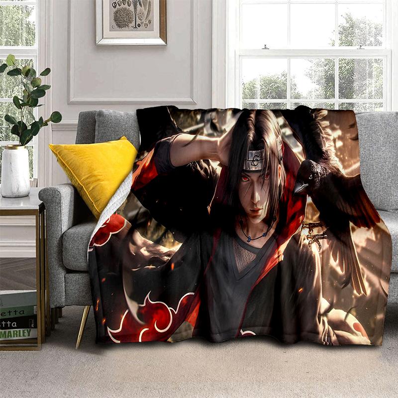3D N-Naruto Cartoon Anime I-Itachi Flannel Blanket Soft Warm Throw Blanket for Bedroom Living Room Bed Travel Camping Picnic Kid
