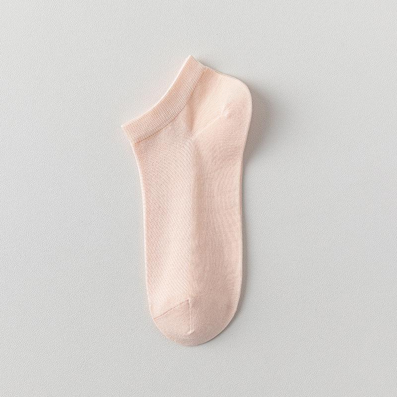 Female Spring and Summer Thin Simple Breathable Leisure Pure Color Boneless Mesh Socks