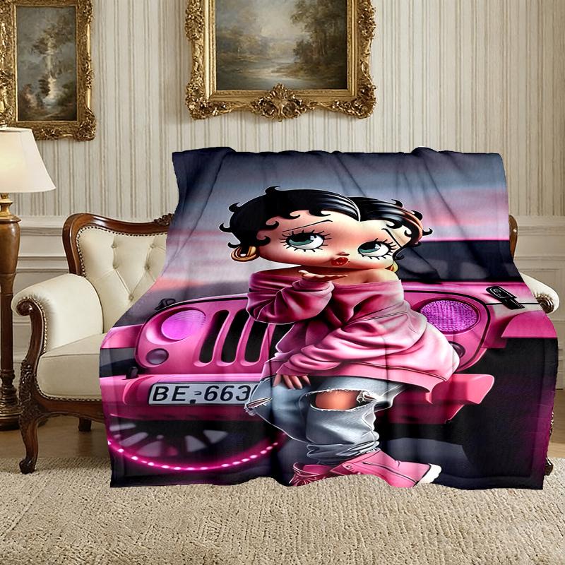 1pc Cozy Print Blanket, Betty Boop Blanket Appropriate for Home Picnic and Travel Adventures