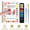Watercolor Paint Set Christmas Themed Holiday Coloring Book Workbook Holiday Coloring Book with 12 Colors Mixing Palette
