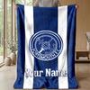 Portsmouth FC Custom Name Text Flannel Blanket Soccer Logo Personalized Fleece Throw Blanket Special Gift For Sofa Bedroom Home