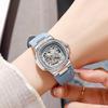 Skeleton Mechanical Watches Rose Gold Case Diamond Bezel Luminous Waterproof Fluororubber Strap Watch