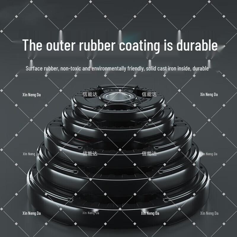Xinnengda Rubber-Coated Three-Hole Grip Barbell Weight Plates