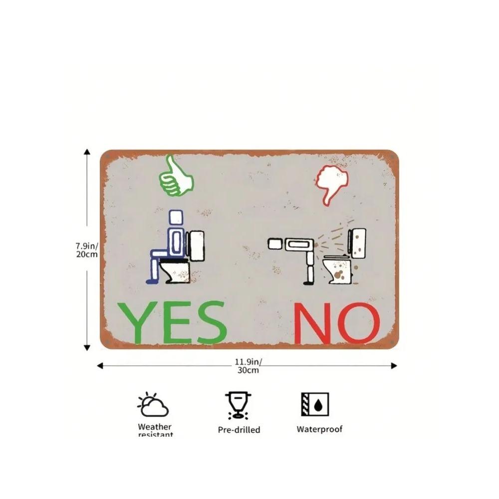 RetroMood Funny YES NO Rustic Toilet Metal Sign Vintage Iron Wall Art Bathroom Man Cave Home Bar Decorative Plaque