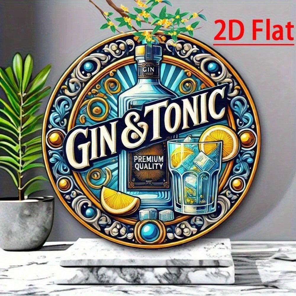 

Metal Poster Wall Art Vintage Tin Sign Round Aluminum Plate 20cm for Bar Home Decoration