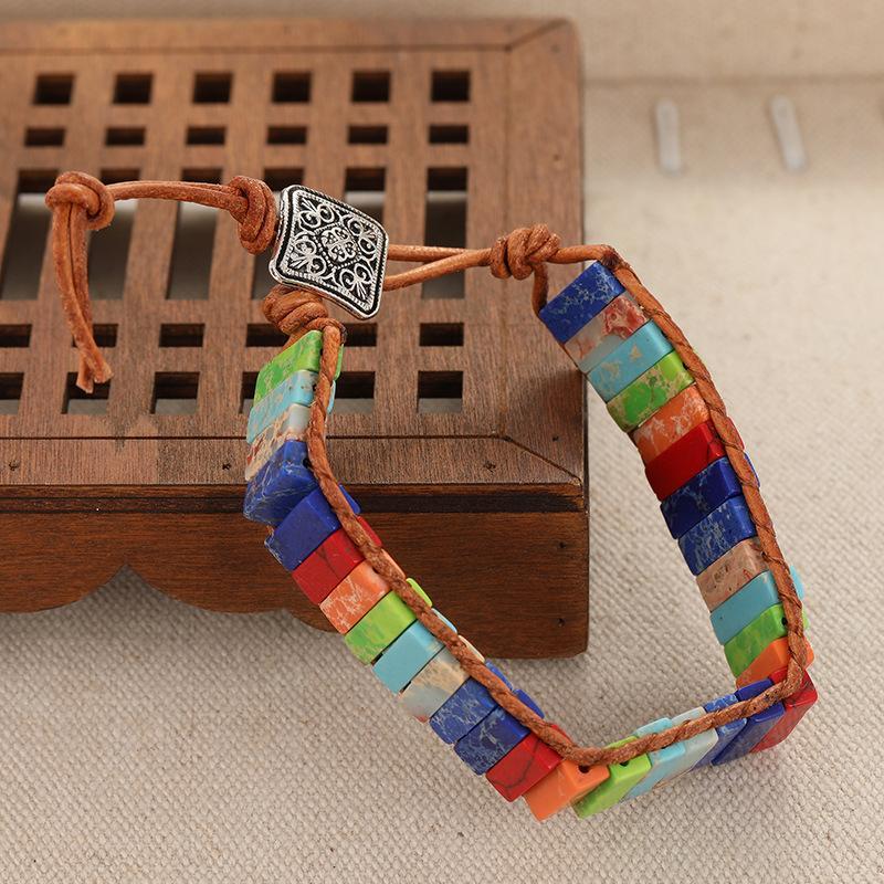 Bohemian 7 Chakra Healing Emperor Stone Bracelet Multicolor Jewelry for Women Mom Birthday Gift Choice