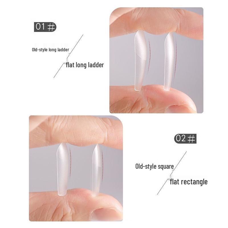 Ultra-Thin Frosted Long Trapezoid Flat Arch Nail Tips – Seamless Half-Cover Manicure Patches