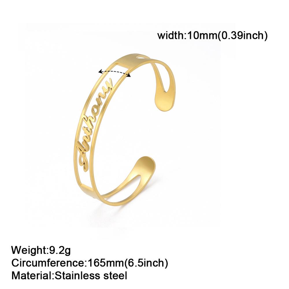 Lemegeton Fashion Custom Name Bracelet Bangle Stainless Steel Personalized Bracelet For Women Jewelry Valentins Day Gift
