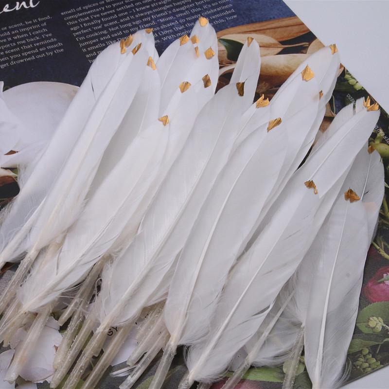 DIY Feather Jewelry Accessories: Large Floating Gold Feather, Small Straight Knife, Spray Gold Gradient Feather