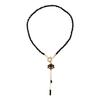 Elegant Dark Concept Floral and Crystal Necklace with Stone Decors Premium Alloy Clavicle Chain for Versatile Fashion