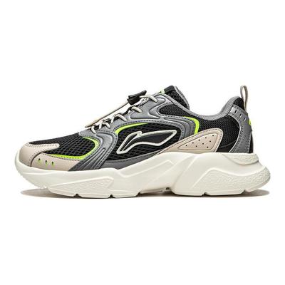 Li Ning Kids Sports Trend Low Top Casual Shoes Kids Casual Shoes Black Silver YKCU076-3