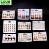 6 /12Pairs /Pack Sleek Simple Rhinestone Pearl Stud Earrings Colorful For Women Round Ball Ear Stud Earrings Sets Bridal Bridal Jewelry NewSimple Stud