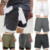 Men's Camo Running Double-deck Stretchy Quick Dry Gym Shorts With Secure Phone Bag