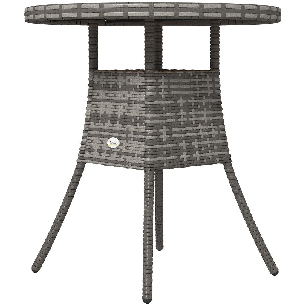 70 cm Wood-Effect Rattan Garden Table - Natural Wood Finish