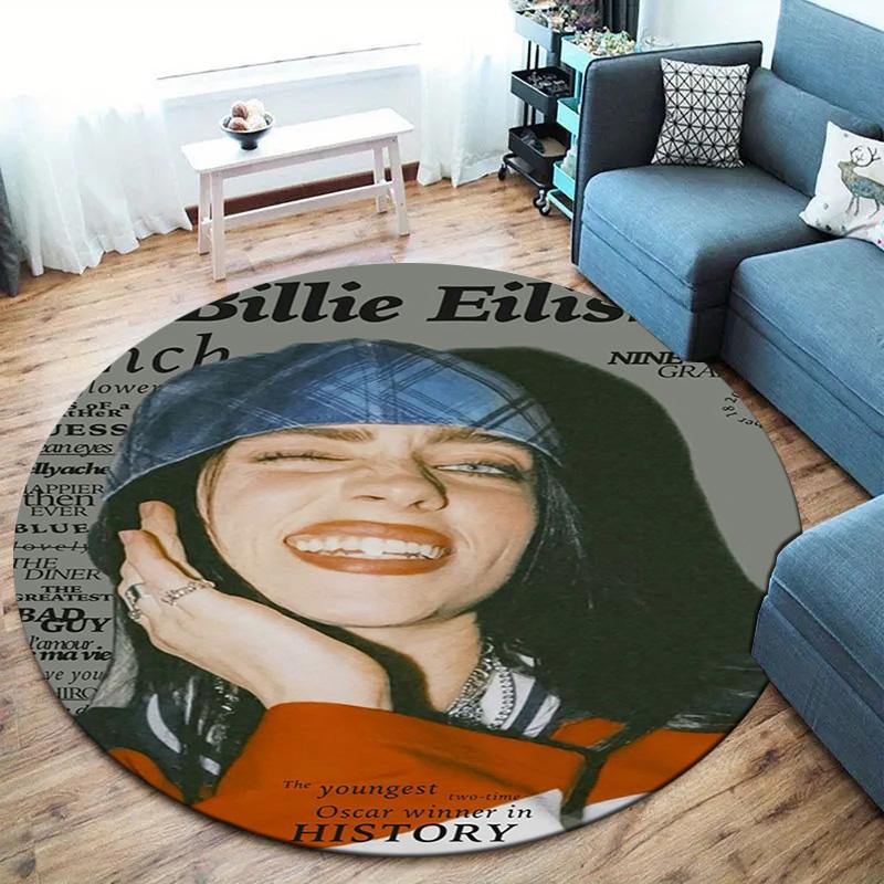 Billie Eilish Round Area Rug,Carpet Rug for Living Room Bedroom Sofa Playroom Decor,Non-slip Floor Mat