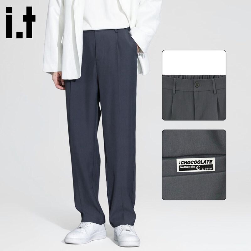 :CHOCOOLATE Men's Straight Leg Casual Trousers