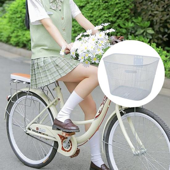 Bike Basket Thickened with Screw Sturdy Multifunctional Easy To Install Item Storage Metal Large Capacity Cycling Basket Student Bike Accessories
