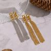1pair Stainless Steel Rendy 18K Gold Color Chain Tassel Drop Earrings for Women Couples Hypoallergenic Daily Wear Party Layering Jewelry Gifts