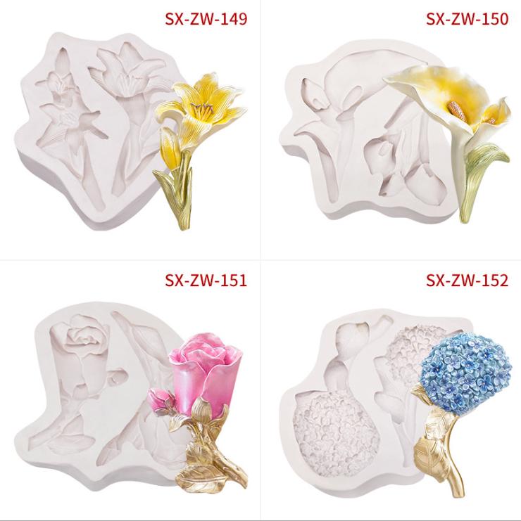 Lily Hydrangea Silicone Soap Mold Wax Candles Plaster Mold Home Kitchen Cake Baking Mold